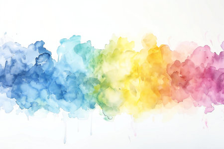 Abstract colorful watercolor hand paint on white background. Digital art painting.の素材