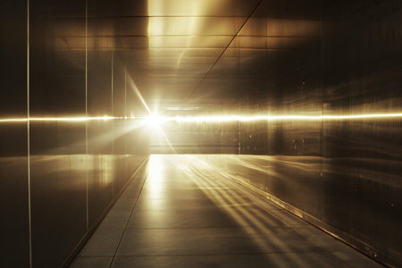abstract background of a corridor in a modern building with light beamsの素材