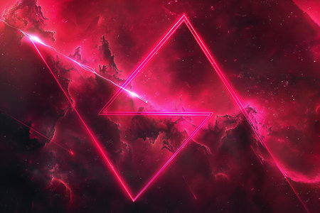 Abstract background with neon triangles and space for text,の素材