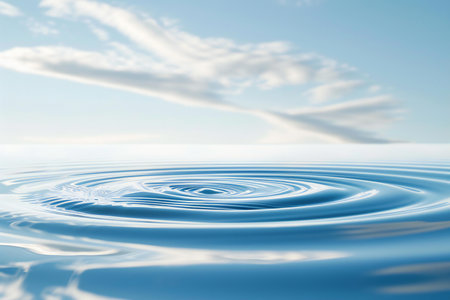 Water ripples and blue sky with white clouds.の素材