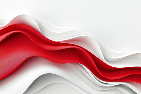 Abstract background with red and white wavy lines. 3d render illustrationの素材