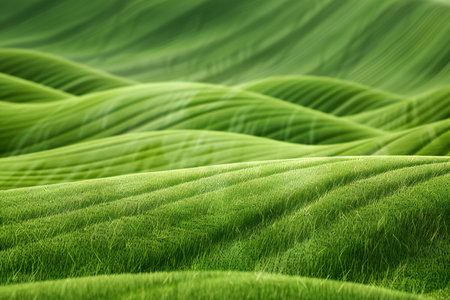 Green grass field. 3d render illustration. Abstract nature background.の素材