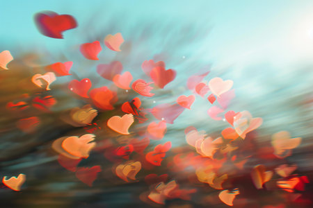 abstract heart bokeh background, valentines day backgroundの素材