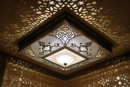 Ceiling lamp in a room with arabic pattern.の素材