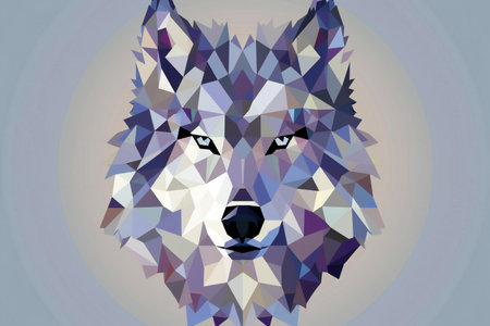 Wolf head polygonal low poly style vector illustration graphic design.の素材