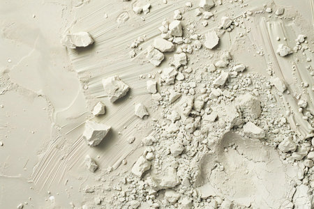 Crushed white clay as background, closeup. Texture of cosmetic productの素材