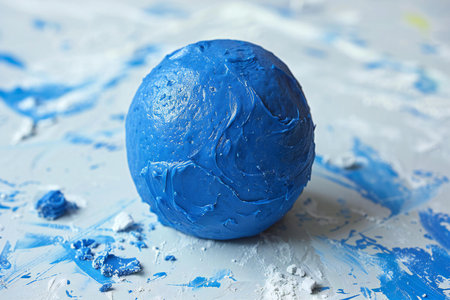 Blue easter egg on a blue background, easter decoration.の素材