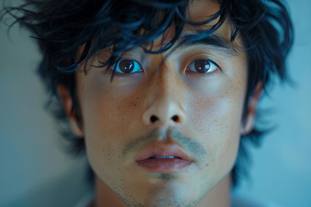 Complex man, black hair, who is a doctor, close-up portraitの素材