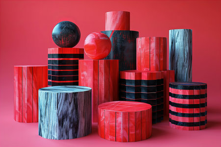 Digital image of ing of red paper boxes, high quality, high resolutionの素材