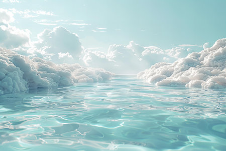 Blue pool water in close up to a sky background photoの素材