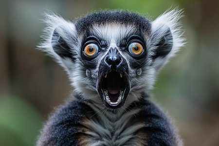 A beautiful lemur is yelling wildly above, high quality, high resolutionの素材