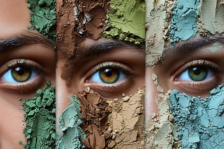 Digital artwork of different colors of matcha powder, high quality, high resolutionの素材