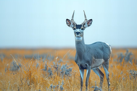 Digital image of  armoured black buck in a field and savanna, high quality, high resolutionの素材