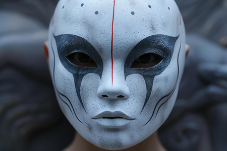 3d rendering of a female robot face in a futuristic style.の写真素材