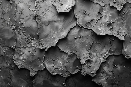 abstract black and white background texture of cracked paint on metal surface