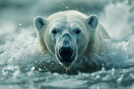 Polar bear (Ursus maritimus) in water