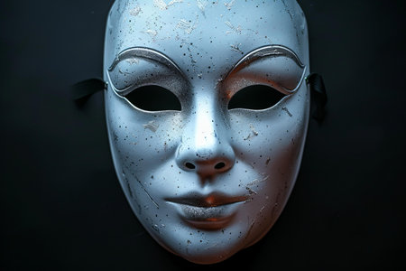 Venetian mask on a dark background. Close-up.