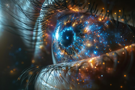 Eye in space, computer generated abstract background, 3D rendering.の写真素材