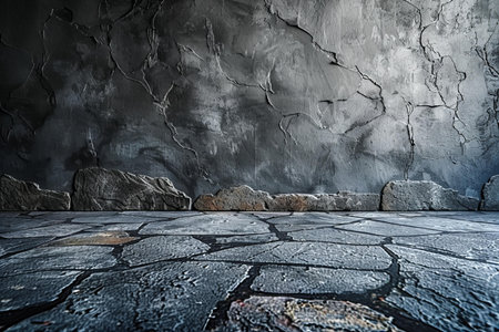old grunge interior with concrete wall and floor. 3d renderの写真素材