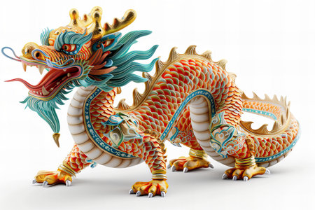Chinese dragon isolated on white background. 3D illustration. Clipping Pathの写真素材