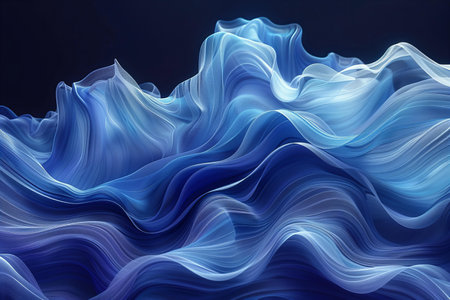 Abstract blue wavy background. Computer generated illustration. 3D rendering