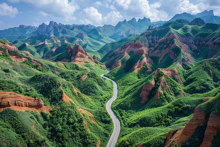 Beautiful landscape of Danxia landform in Zhangjiajie, Chinaの写真素材