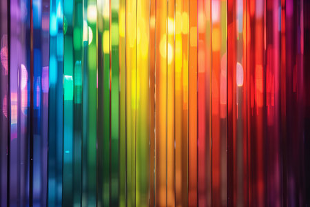Abstract multicolored background with bokeh defocused lights.の写真素材