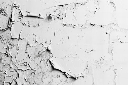 White wall with peeling paint. Abstract background and texture for design.の写真素材
