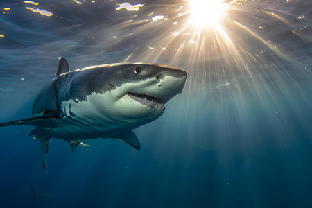 Great White Shark (Carcharodon carcharias) in the Red Seaの写真素材