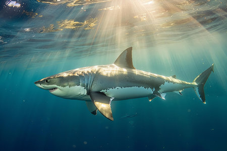 Great White Shark (Carcharodon carcharias) in the Red Seaの写真素材