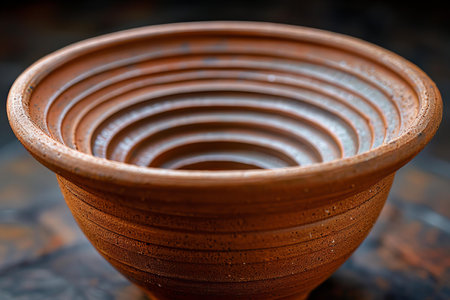 clay pot on a dark background, close-up, selective focusの写真素材