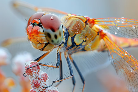 Close up of dragonfly in nature. Macro image of dragonfly