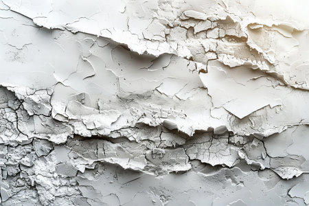 White cracked paint on the wall. Abstract background and texture for design.の写真素材