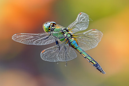 Beautiful dragonfly on nature background. Close-up image.の写真素材