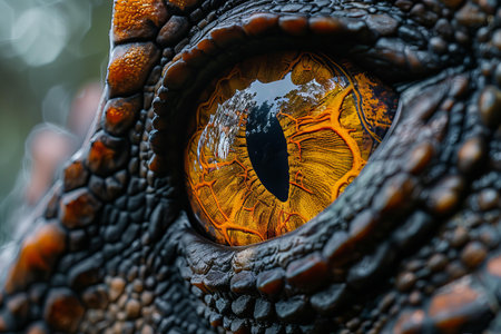 Close up of the eye of a Tyrannosaurus Rex in a parkの写真素材
