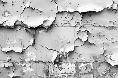 Peeling paint on the wall. Abstract background for design. Monochrome.の写真素材