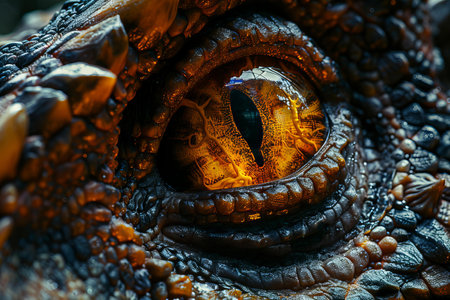 Close-up of the eye of a dinosaur. Macro photography.の写真素材