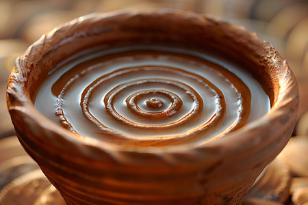 Ceramic pottery in the form of a spiral. Close-up.の写真素材