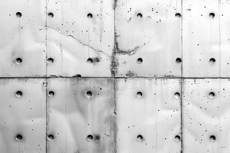 Metal texture with rivets. Abstract background for design. Black and white.の写真素材