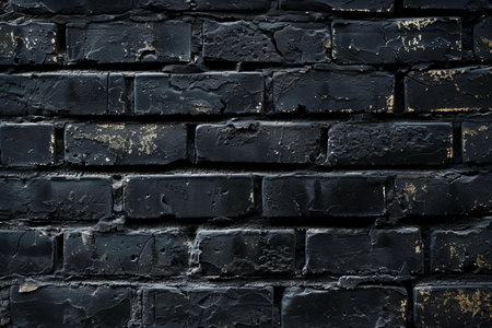 Black brick wall texture. Abstract background for design with copy space.の写真素材