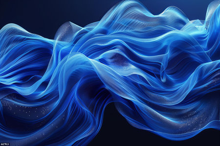 Abstract blue background, futuristic wavy illustration, 3d rendering.