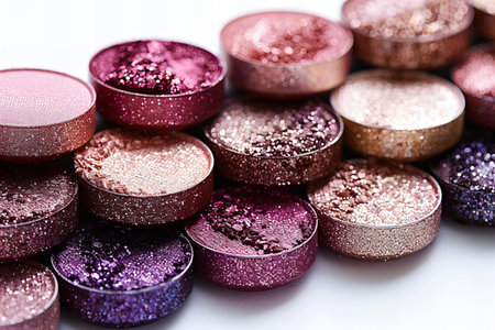 multicolor glitter nail polish on a white background close-upの写真素材