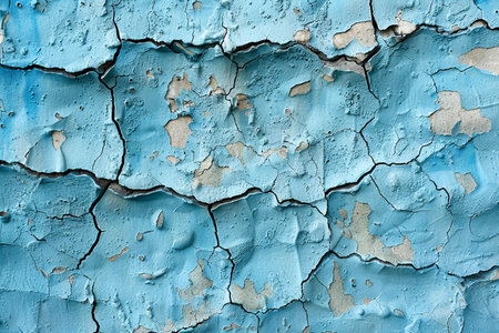 Texture of old blue wall with cracked paint. Abstract background for design.