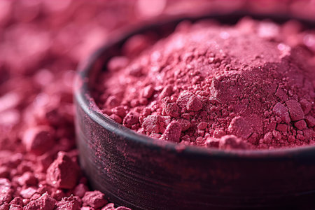 cosmetic powder in a bowl on a table, macro, close-upの写真素材