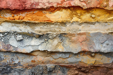 Colorful layers of crushed stone as background, closeup of photoの写真素材