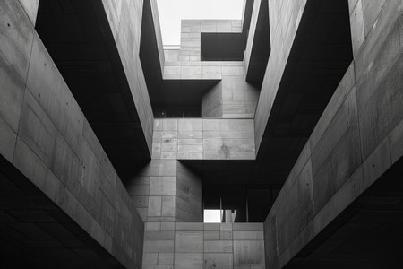 Modern architecture abstract background. Architectural detail of modern building. Black and white.