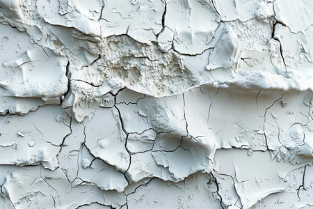 White cracked paint on the wall. Abstract background and texture for design.の写真素材
