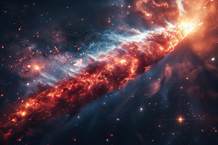 Red nebula in deep space. Elements of this image furnished by NASAの写真素材