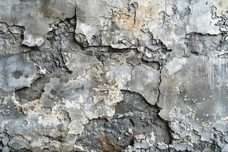 Texture of old gray concrete wall with cracks and scratches which can be used as a backgroundの写真素材