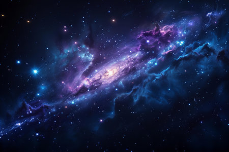 Night sky with stars and nebula as background. 3D rendering
